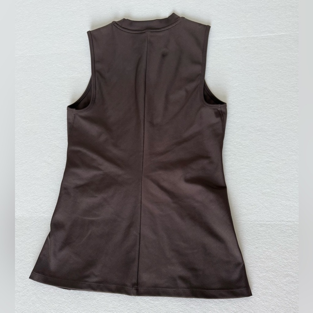 EUC Athleta Brown Ribbed Ruched Tank M - Picture 2 of 6